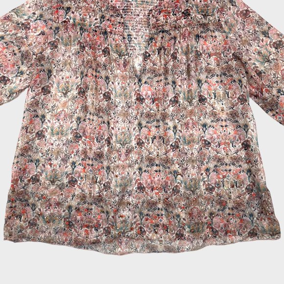 Zadig & Voltaire Taya Mousseline Mini Kaleido Floral Beaded Tunic Blouse Size S - Picture 5 of 16